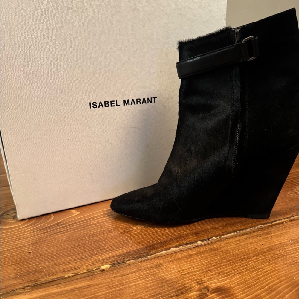 Isabel Marant pony hair wedge boots, worn once beautiful shoes